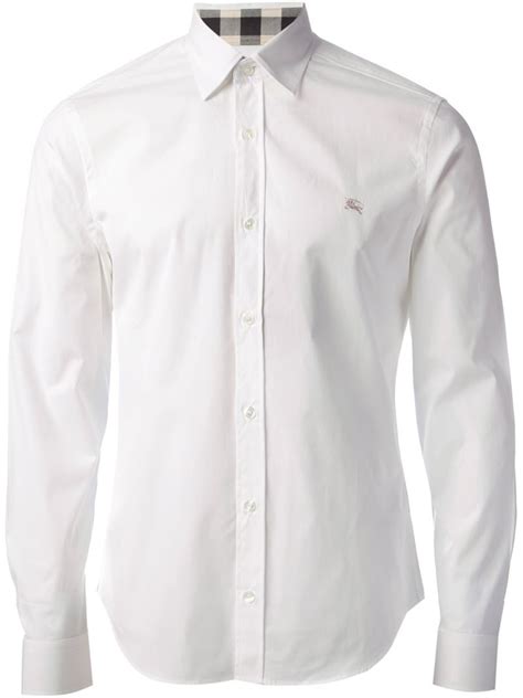 burberry mens classic-fit white short sleeve button top|Burberry stretch cotton shirts.